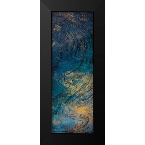 Golden Blue Marble Mate Black Modern Wood Framed Art Print by Grey, Jace