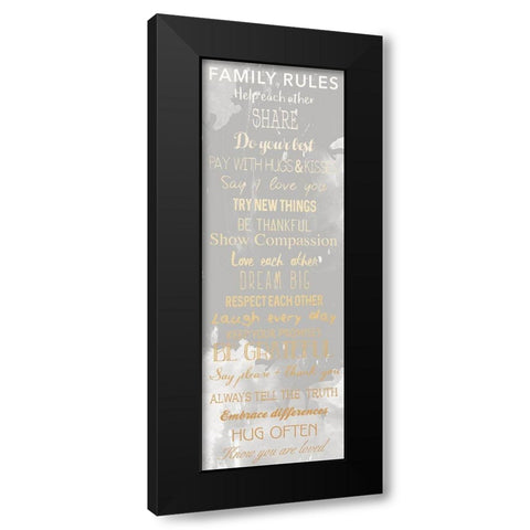 Family Rules Smoke Black Modern Wood Framed Art Print by Grey, Jace