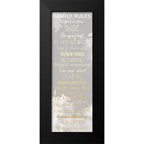 Family Rules Smoke Black Modern Wood Framed Art Print by Grey, Jace