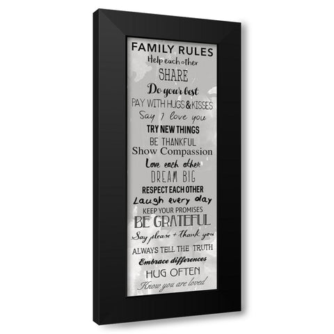 Family Rules Black Black Modern Wood Framed Art Print with Double Matting by Grey, Jace