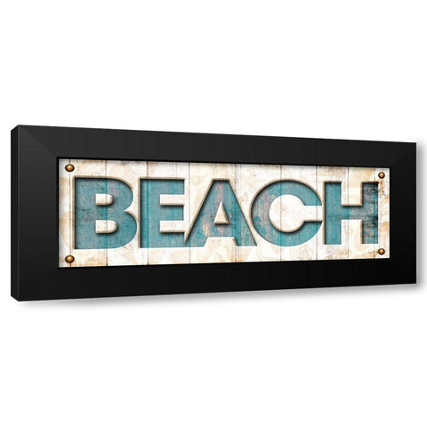 Beach Sign Black Modern Wood Framed Art Print with Double Matting by Grey, Jace