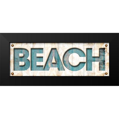 Beach Sign Black Modern Wood Framed Art Print by Grey, Jace