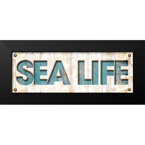 Sea Life Sign Black Modern Wood Framed Art Print by Grey, Jace