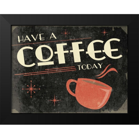 Retro Coffee A Black Modern Wood Framed Art Print by Grey, Jace