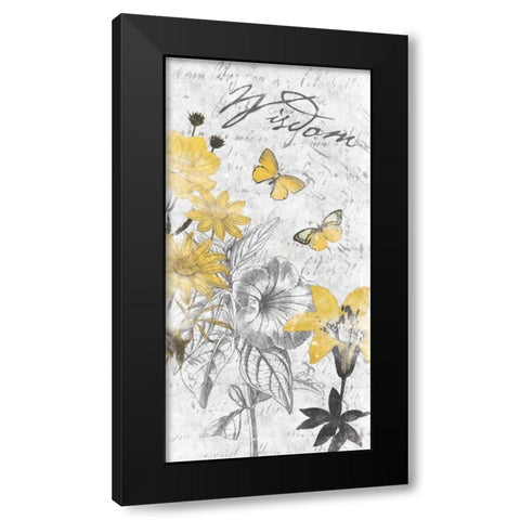 Wisdom Floral Black Modern Wood Framed Art Print by Grey, Jace