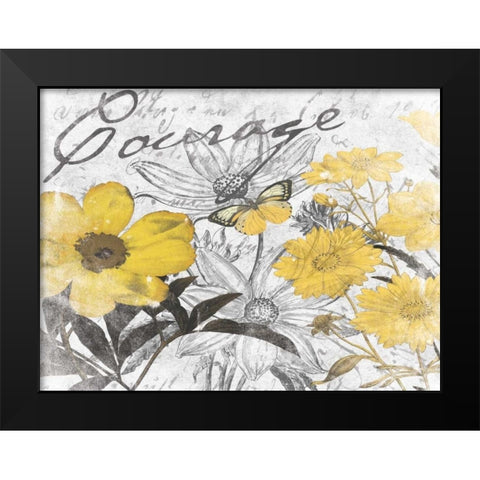 Courage Floral D Black Modern Wood Framed Art Print by Grey, Jace