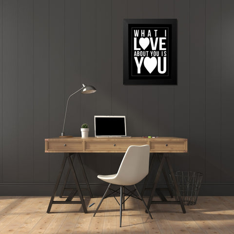 Text A Black Modern Wood Framed Art Print by Grey, Jace