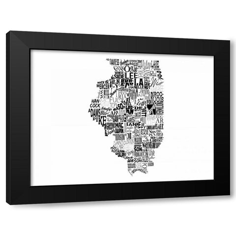 Illinois Black Modern Wood Framed Art Print by Grey, Jace