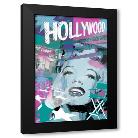 Marilyn Blue Hollywood Black Modern Wood Framed Art Print with Double Matting by Grey, Jace