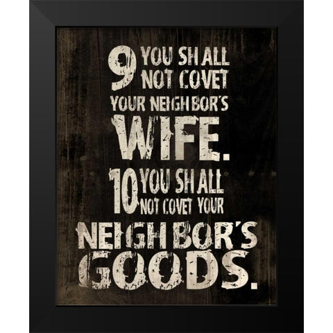 10 Commandments 2 Black Modern Wood Framed Art Print by Grey, Jace
