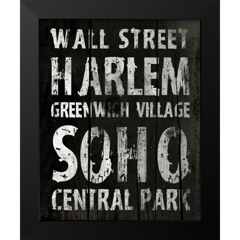 New York Black Modern Wood Framed Art Print by Grey, Jace
