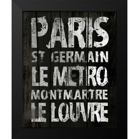 Paris Black Modern Wood Framed Art Print by Grey, Jace
