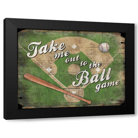Baseball Black Modern Wood Framed Art Print with Double Matting by Grey, Jace