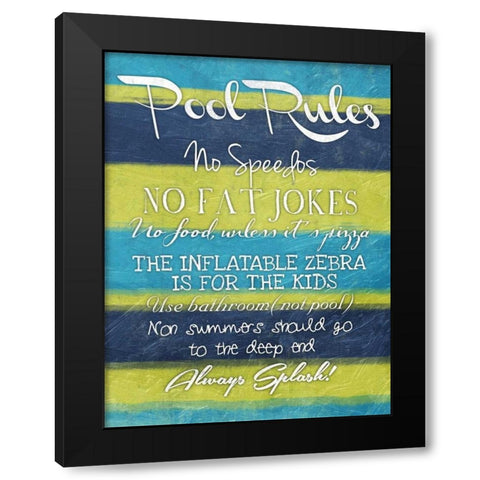 Pool Rules Black Modern Wood Framed Art Print with Double Matting by Grey, Jace