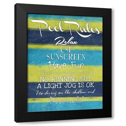 Pool Rules Mate Black Modern Wood Framed Art Print with Double Matting by Grey, Jace