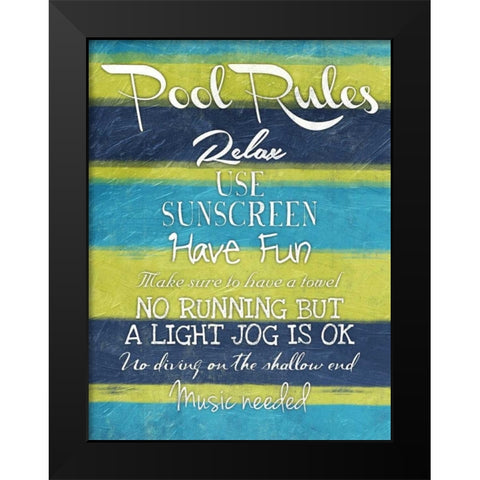 Pool Rules Mate Black Modern Wood Framed Art Print by Grey, Jace