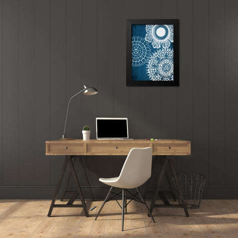 Blue Patterns Mate Black Modern Wood Framed Art Print by Grey, Jace