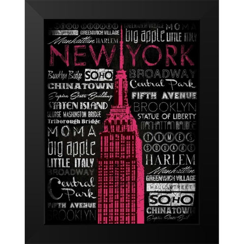 NY Type Black Modern Wood Framed Art Print by Grey, Jace