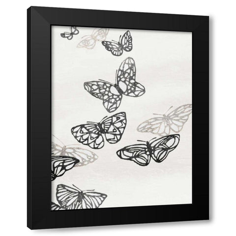 Butterflies Mate Black Modern Wood Framed Art Print by Grey, Jace