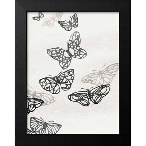 Butterflies Mate Black Modern Wood Framed Art Print by Grey, Jace