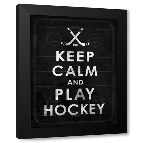 Keep calm Hockey 2 Black Modern Wood Framed Art Print with Double Matting by Grey, Jace