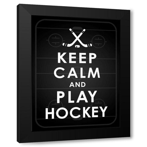 Keep calm hockey Black Modern Wood Framed Art Print with Double Matting by Grey, Jace
