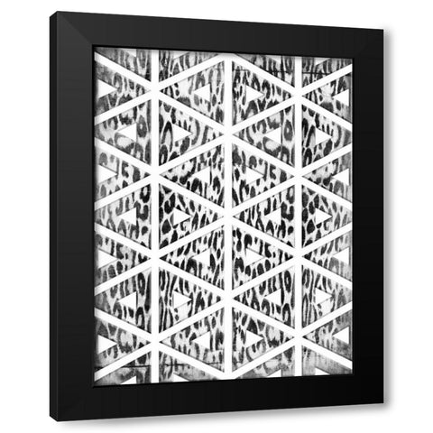 Triangular animals BW Black Modern Wood Framed Art Print with Double Matting by Grey, Jace