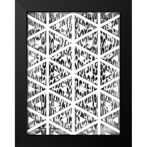 Triangular animals BW Black Modern Wood Framed Art Print by Grey, Jace