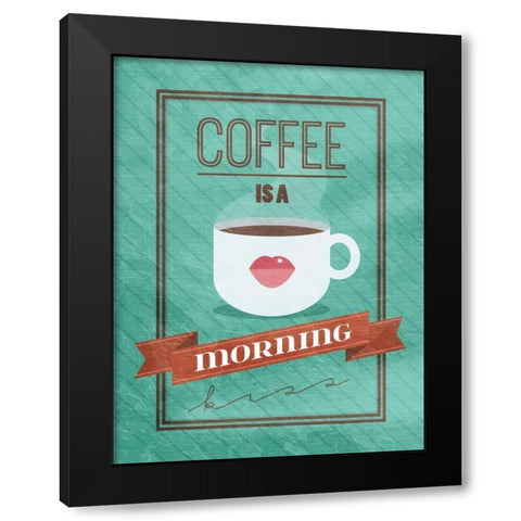 Coffee kiss Black Modern Wood Framed Art Print with Double Matting by Grey, Jace