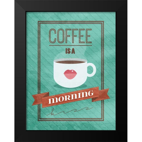 Coffee kiss Black Modern Wood Framed Art Print by Grey, Jace