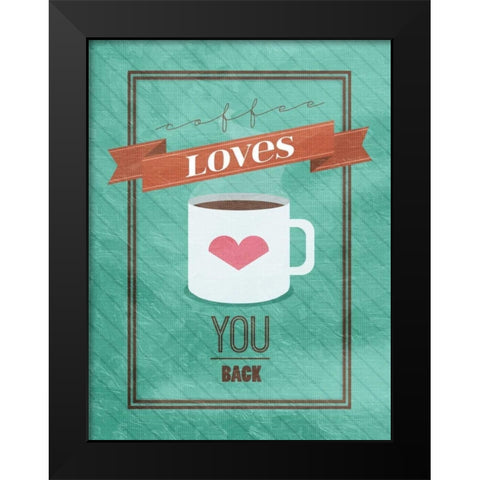Coffee Loves Black Modern Wood Framed Art Print by Grey, Jace