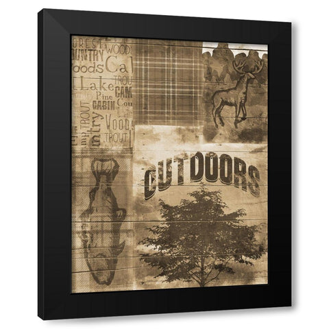 Lodge Quilt Sepia Black Modern Wood Framed Art Print by Grey, Jace