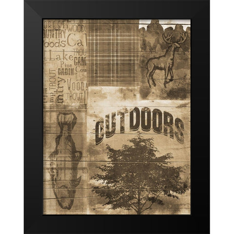 Lodge Quilt Sepia Black Modern Wood Framed Art Print by Grey, Jace