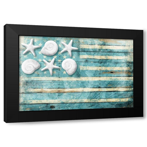 Coastal American Flag Black Modern Wood Framed Art Print with Double Matting by Grey, Jace