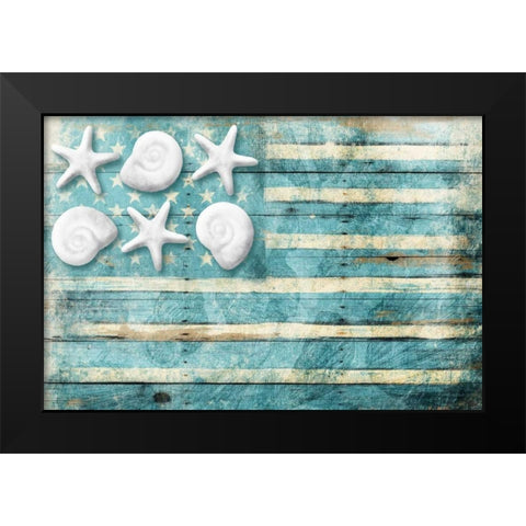 Coastal American Flag Black Modern Wood Framed Art Print by Grey, Jace