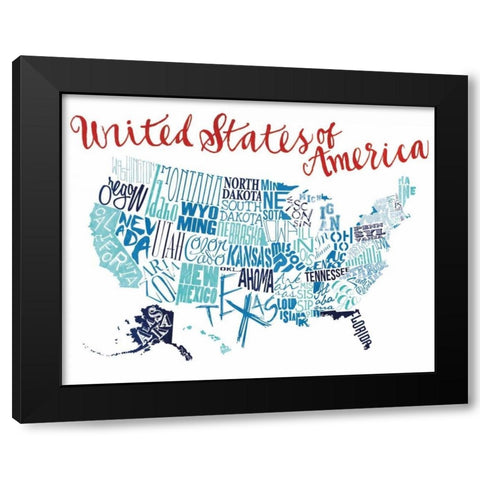 Fun United States Black Modern Wood Framed Art Print with Double Matting by Grey, Jace
