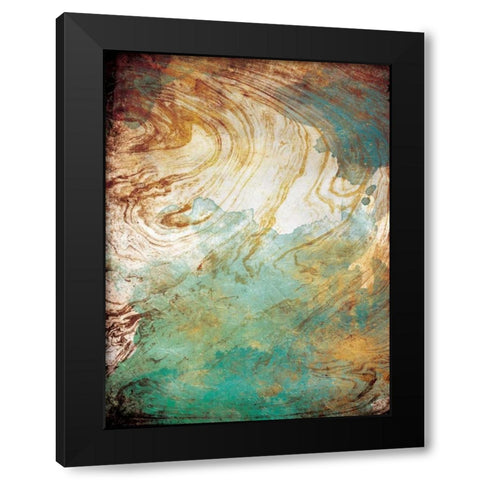 Golden Sea Marble Black Modern Wood Framed Art Print with Double Matting by Grey, Jace