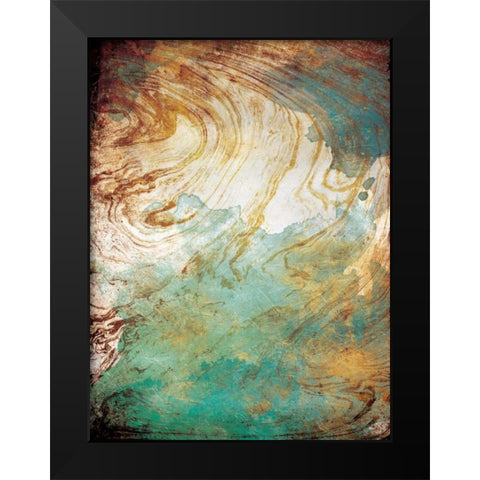 Golden Sea Marble Black Modern Wood Framed Art Print by Grey, Jace