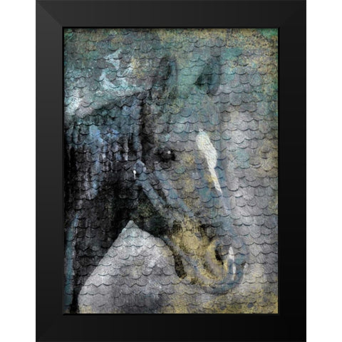 Blue Horse Scales Black Modern Wood Framed Art Print by Grey, Jace