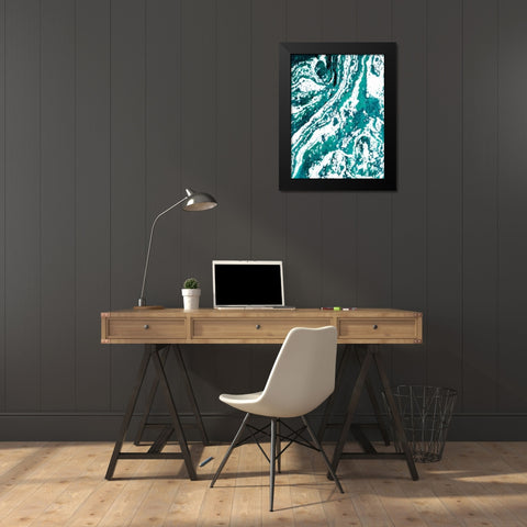 Iron Aqua Black Modern Wood Framed Art Print by Grey, Jace