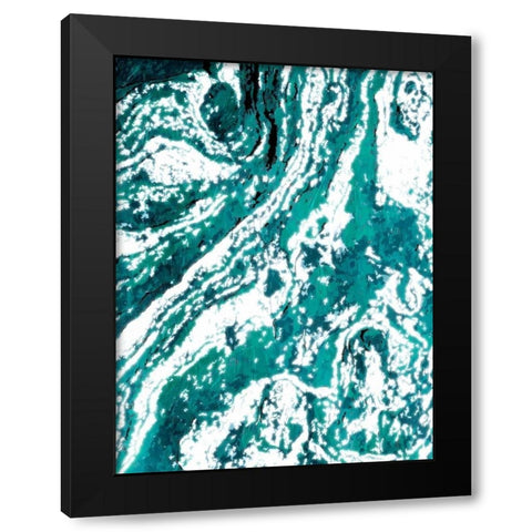 Iron Aqua Black Modern Wood Framed Art Print with Double Matting by Grey, Jace