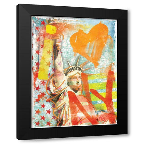 I Love Ny Black Modern Wood Framed Art Print with Double Matting by Grey, Jace