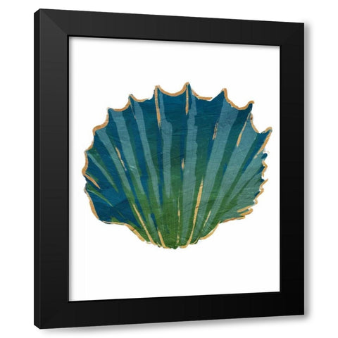 Gold Trim Sea Green Shells Black Modern Wood Framed Art Print with Double Matting by Grey, Jace