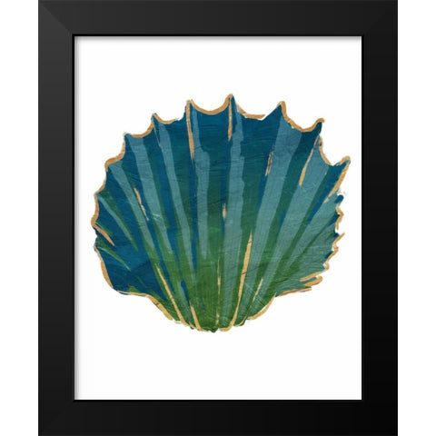 Gold Trim Sea Green Shells Black Modern Wood Framed Art Print by Grey, Jace