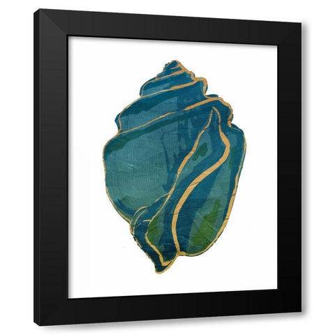 Gold Trim Sea Green Shells Mate Black Modern Wood Framed Art Print by Grey, Jace