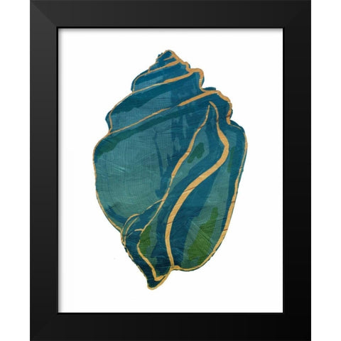 Gold Trim Sea Green Shells Mate Black Modern Wood Framed Art Print by Grey, Jace