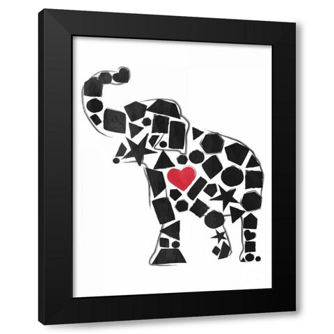 Elephant Shapes Black Modern Wood Framed Art Print by Grey, Jace