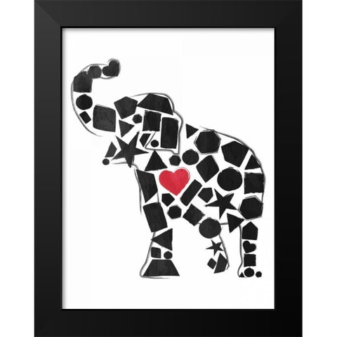 Elephant Shapes Black Modern Wood Framed Art Print by Grey, Jace