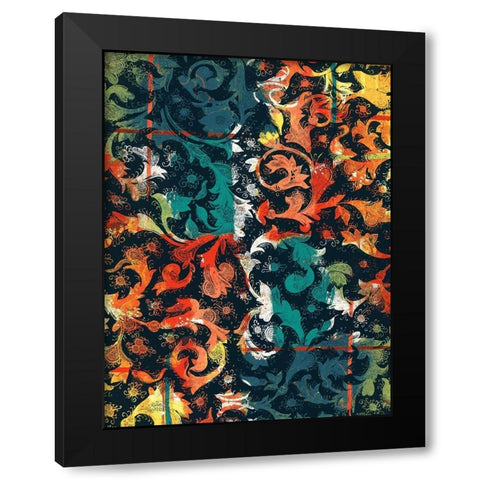 Coastal Floral Patch Black Modern Wood Framed Art Print with Double Matting by Grey, Jace