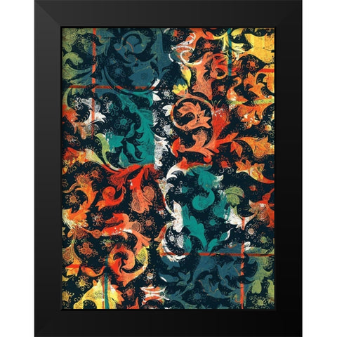 Coastal Floral Patch Black Modern Wood Framed Art Print by Grey, Jace